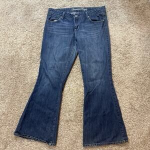 American Eagle Jeans Blue Womens 12 Real Flare Western Y2K Whiskered